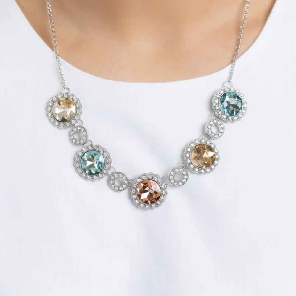 Silver Necklace with Crystal Accents